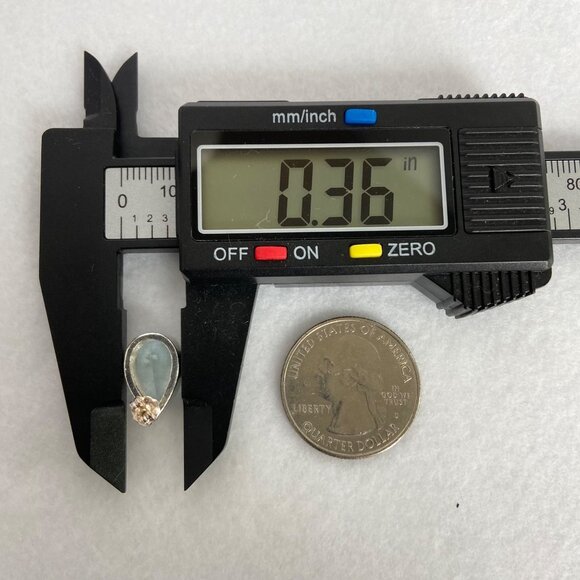 Sterling Silver 925 14K Gold Pear Shaped Chunky Blue Topaz Stud Earrings - Picture 16 of 16